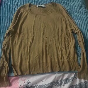 Zara Tan Soft Crew Neck Sweater